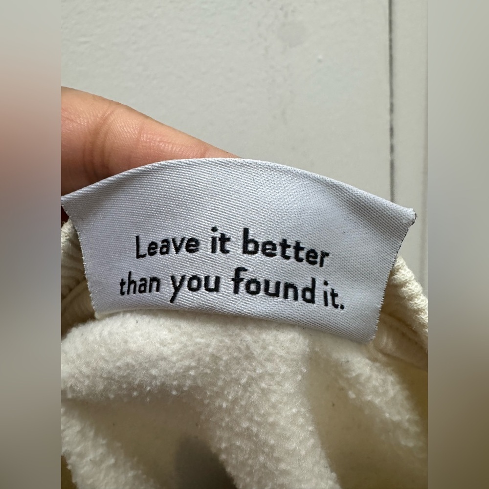 Parks Project cream pullover cropped sweater medium “Leave only Good Vibes” - Picture 5 of 7